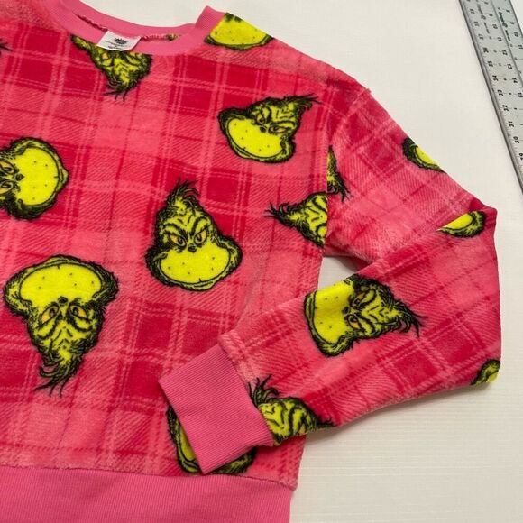 The Grinch Fleece Pink Green Velour Sweater Pullover Size Medium New - Picture 5 of 8